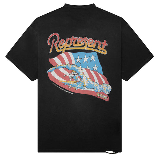 Represent x Beach Boys Americas Band T-Shirt - Stained Black