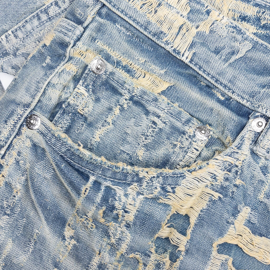 Bead Splatter Destroy Shorts - Light Indigo