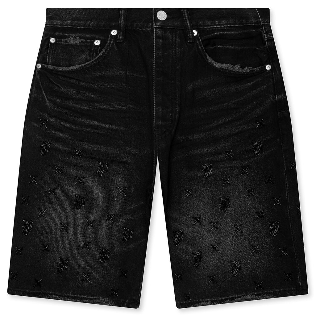 Beaded Monogram Shorts - Black