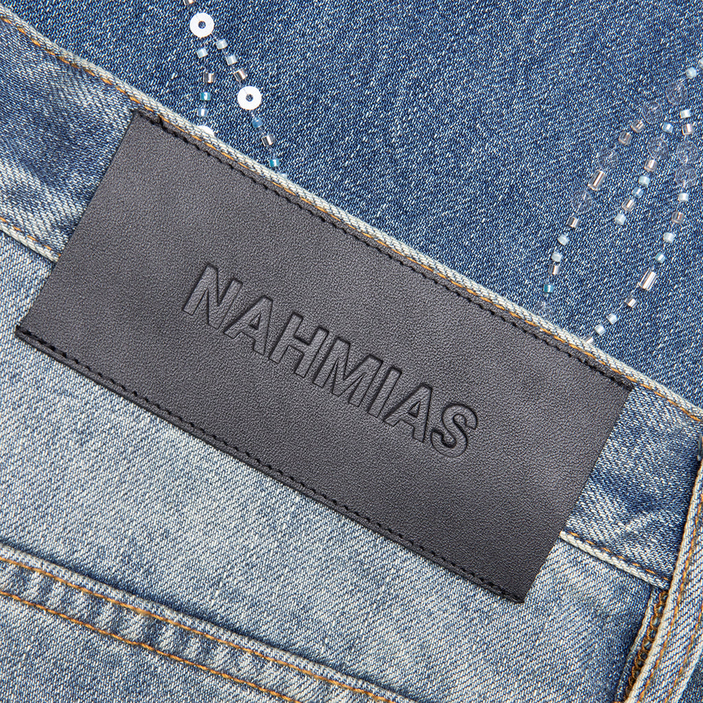 Beaded Wide Jeans - Dark Wash