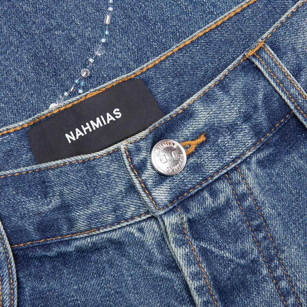 Beaded Wide Jeans - Dark Wash