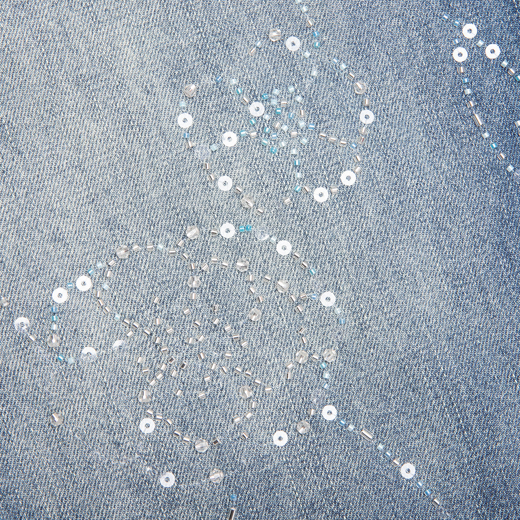Beaded Wide Jeans - Dark Wash