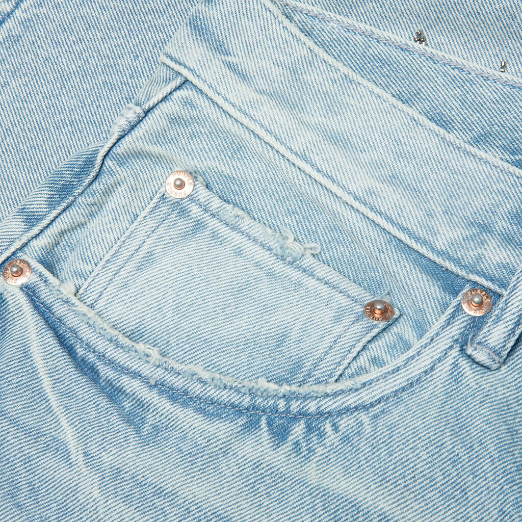 Beaded Splatter Denim Shorts - Light Indigo