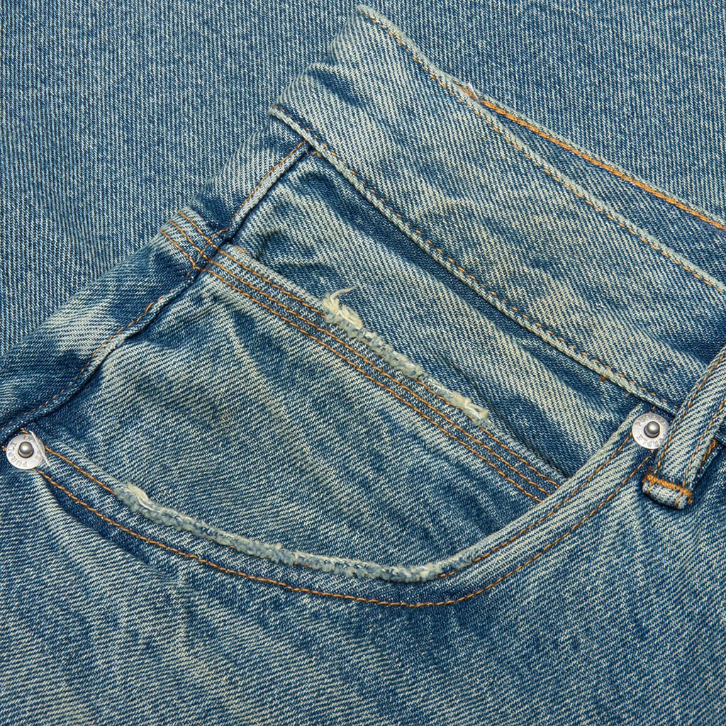Beaded Splatter Denim Shorts  - Mid Indigo