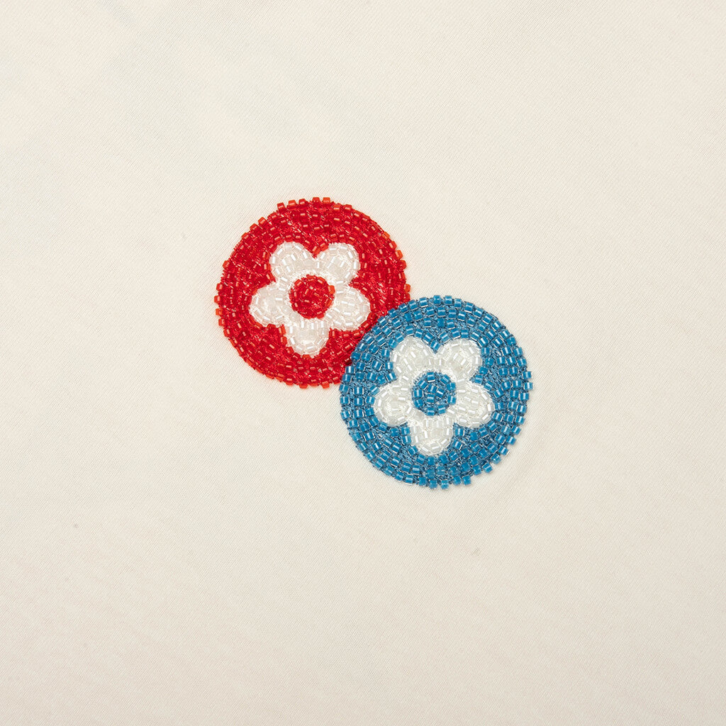 Beads Classic Flower Tee -  Washed Cream