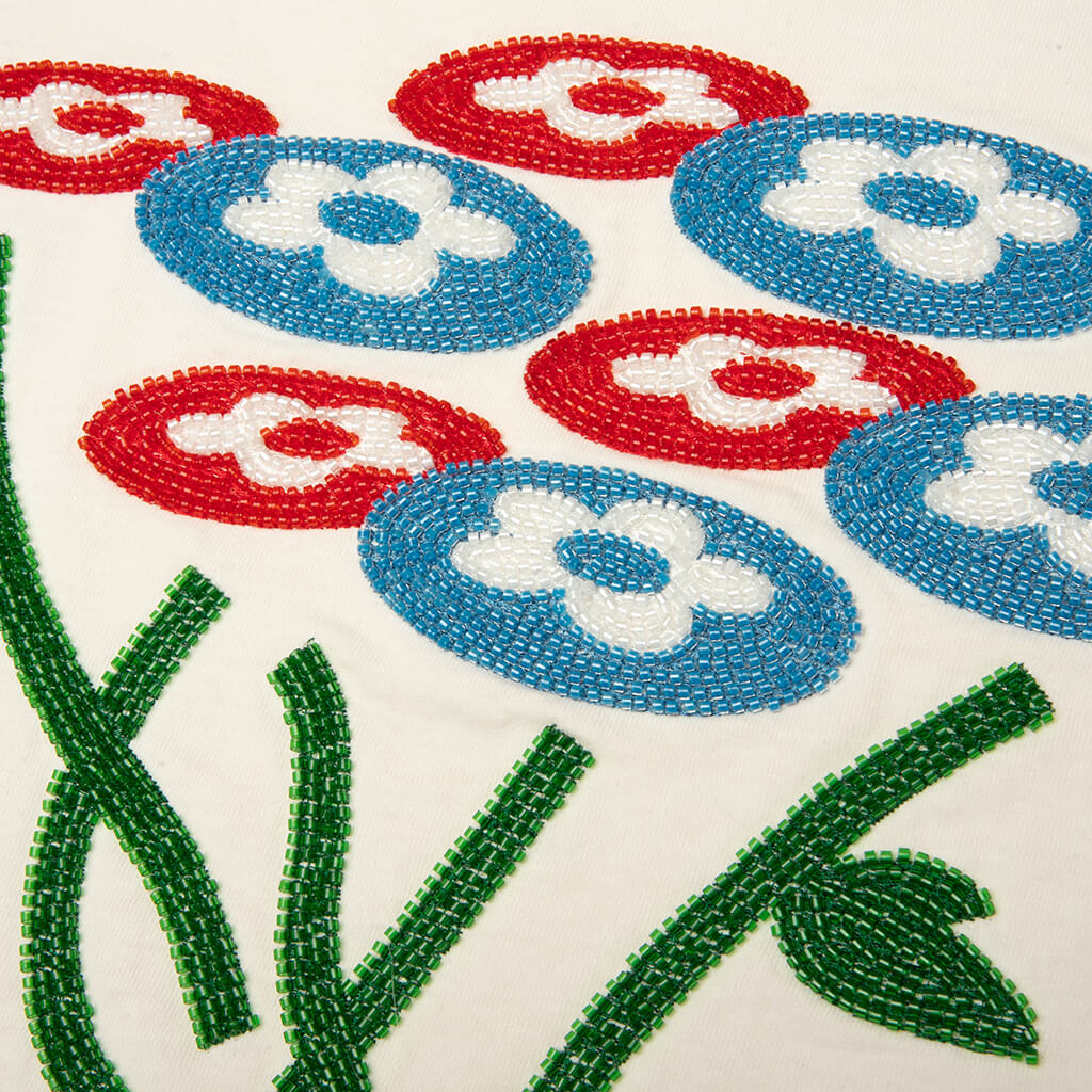 Beads Classic Flower Tee -  Washed Cream
