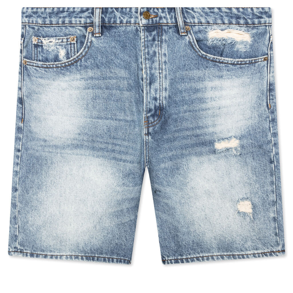 Berry Wide Denim Short - Vintage Med Blue