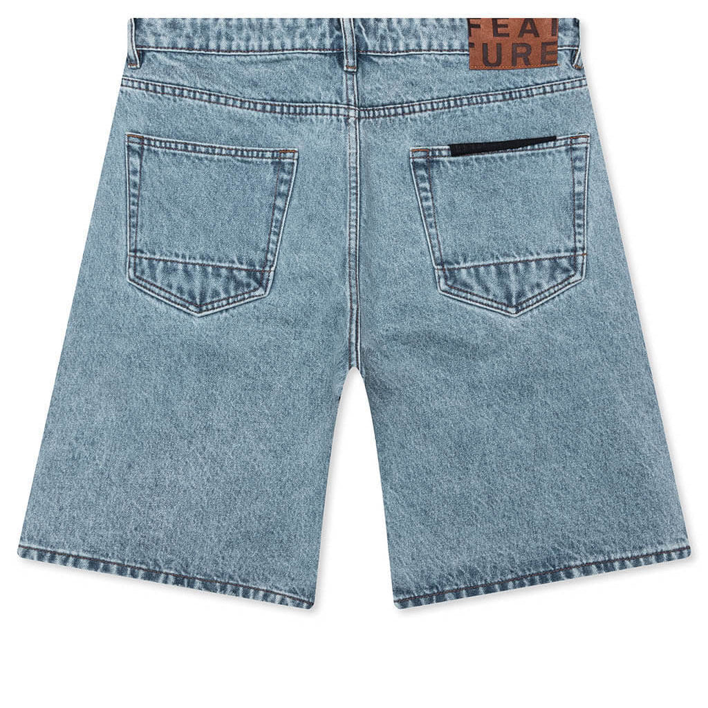 Berry Wide Denim Short - Washed Medium Blue