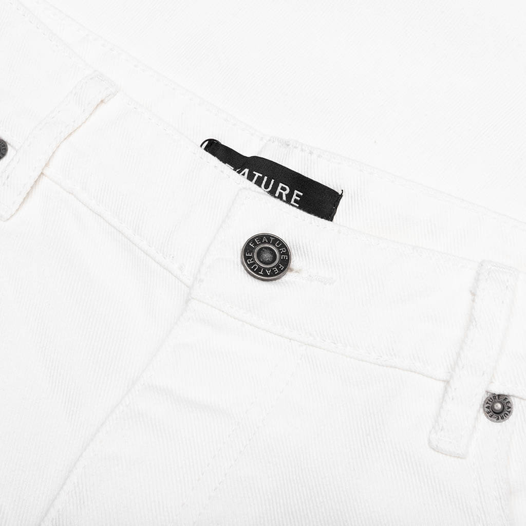 Berry Wide Denim Short - Washed White