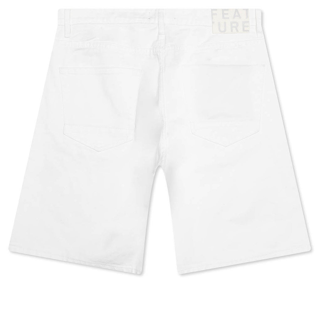 Berry Wide Denim Short - Washed White