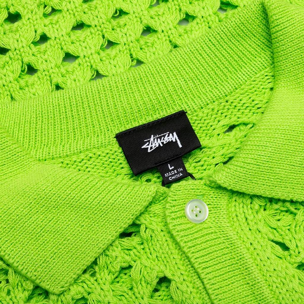 Big Mesh Polo Sweater - Lime