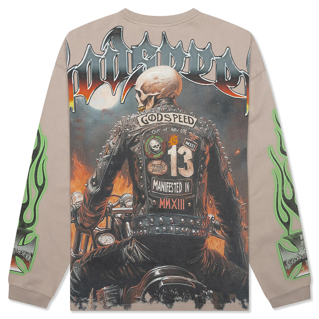 Biker Nation L/S T-Shirt - Stone Grey