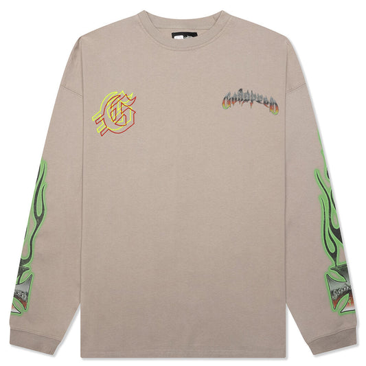 Biker Nation L/S T-Shirt - Stone Grey