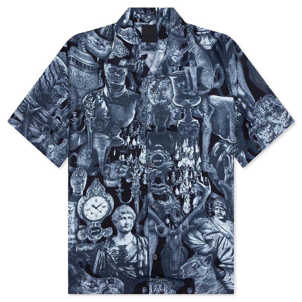 Silk Shirt with Hubert Objects Print - Black/Navy