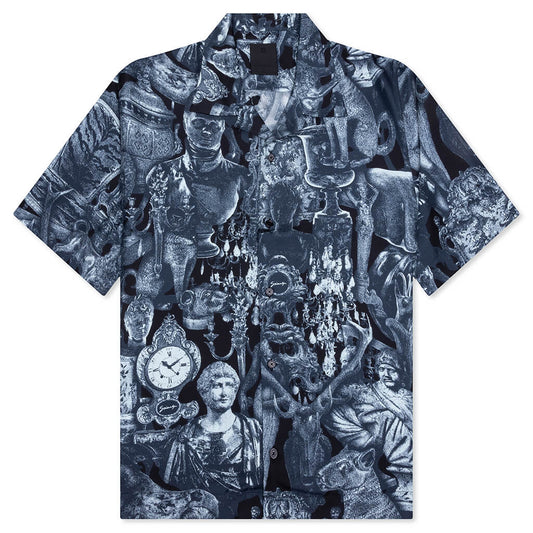 Silk Shirt with Hubert Objects Print - Black/Navy