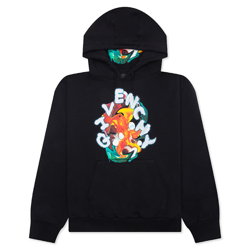 Psychedelic Boxy Fit Hoodie - Black