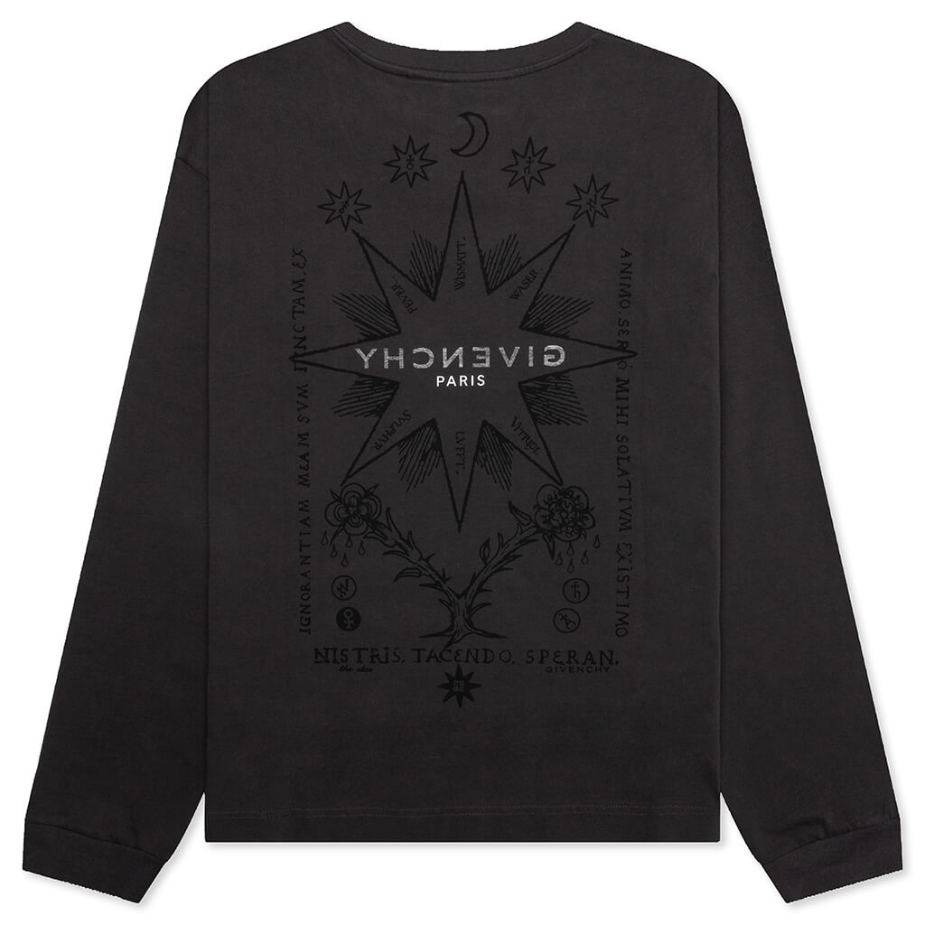 Tarot Print Boxy Fit Long Sleeve T-Shirt - Rosewood