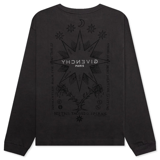 Tarot Print Boxy Fit Long Sleeve T-Shirt - Rosewood