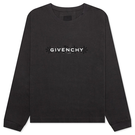Tarot Print Boxy Fit Long Sleeve T-Shirt - Rosewood