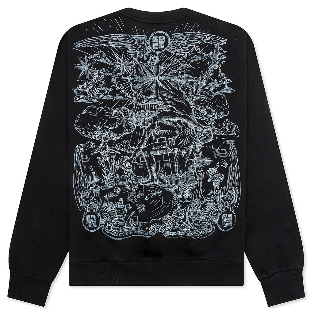 Tarot Print Boxy Fit Long Sleeve T-Shirt - Black