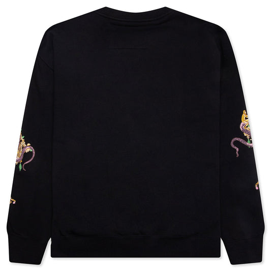 Fleece Sweatshirt with Chandelier and Snake - Black