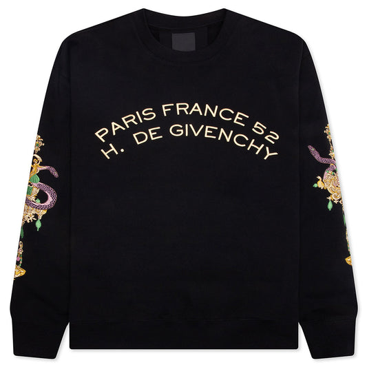 Fleece Sweatshirt with Chandelier and Snake - Black