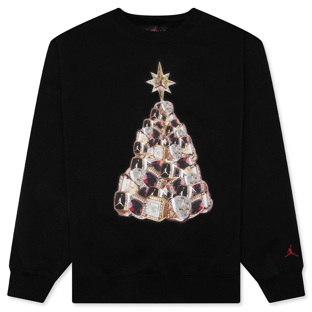 Brooklyn Holiday Fleece Crewneck - Black/Gym Red
