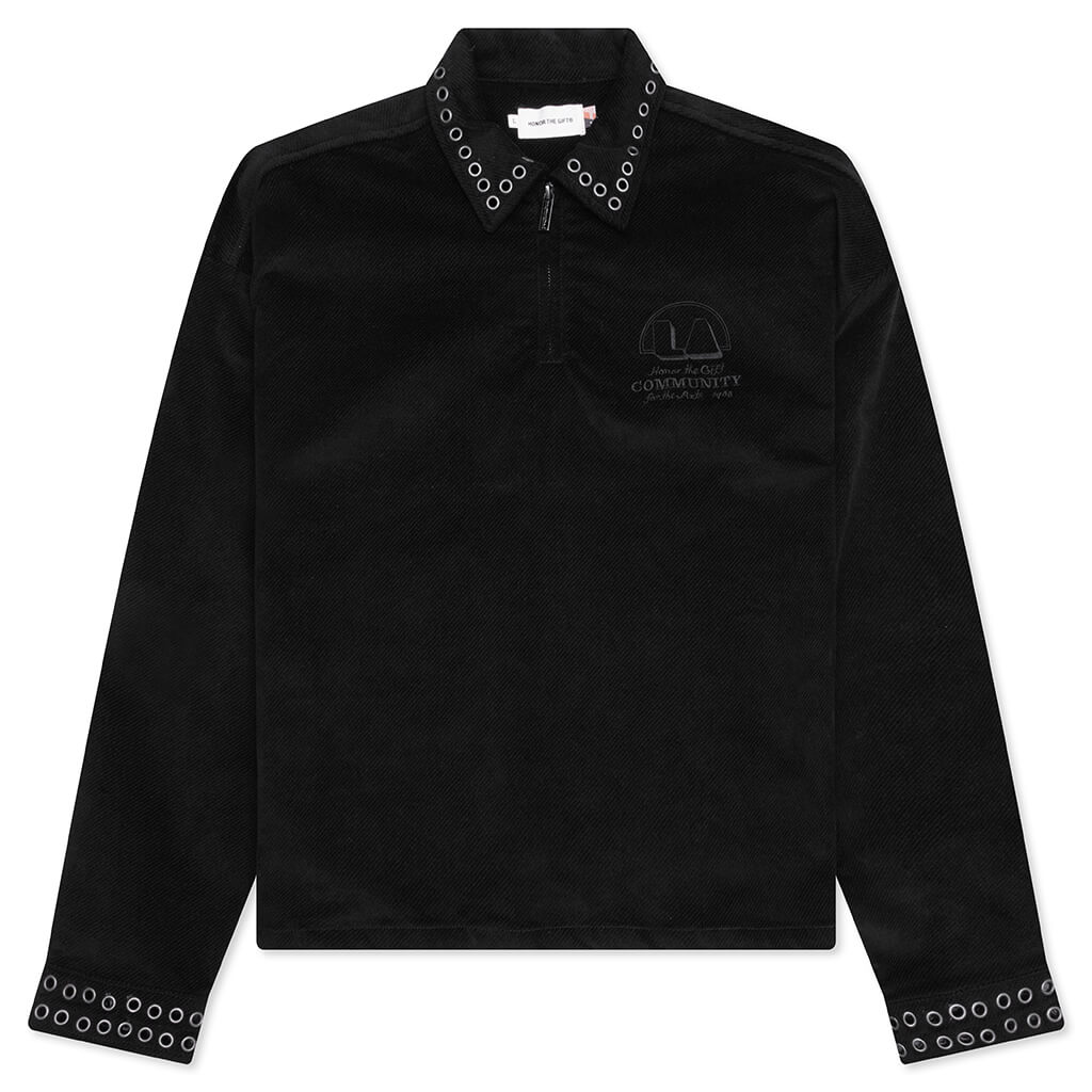Brushed 1/4 Zip Jacket - Black