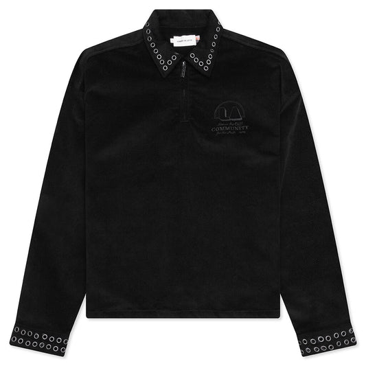 Brushed 1/4 Zip Jacket - Black