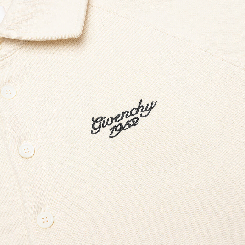 Buttoned Raglan Long Sleeve Sweatshirt - Ivory