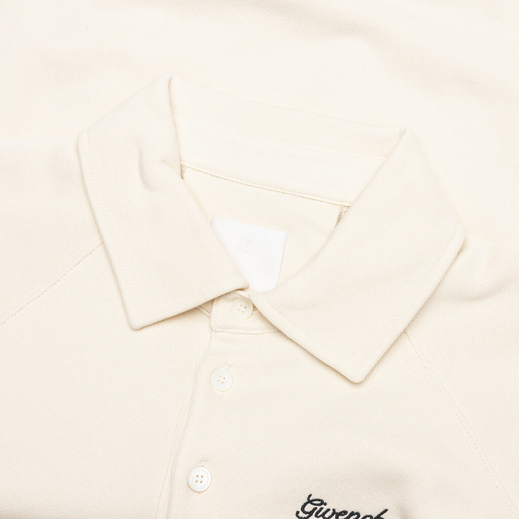 Buttoned Raglan Long Sleeve Sweatshirt - Ivory