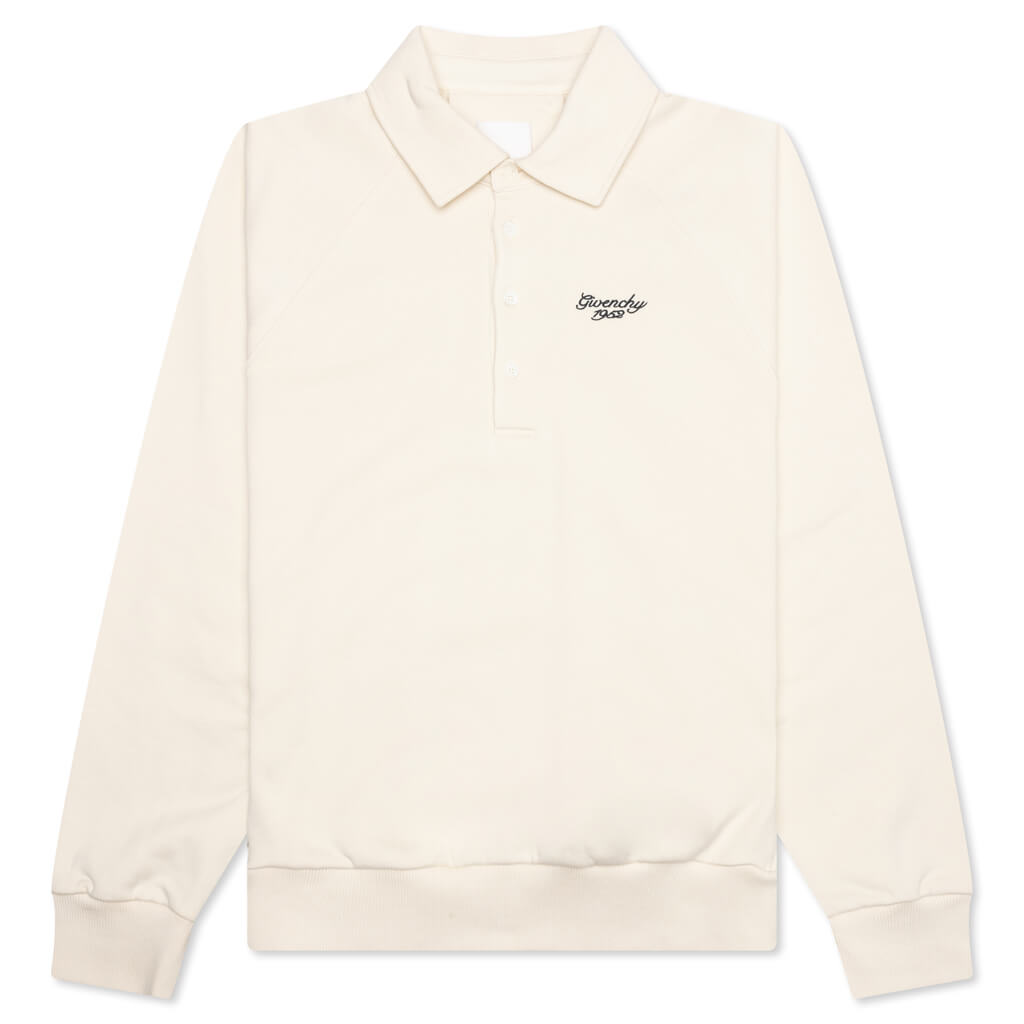 Buttoned Raglan Long Sleeve Sweatshirt - Ivory