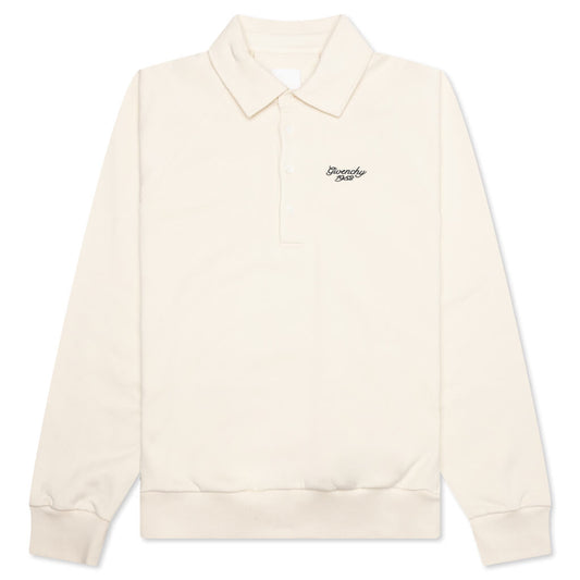 Buttoned Raglan Long Sleeve Sweatshirt - Ivory
