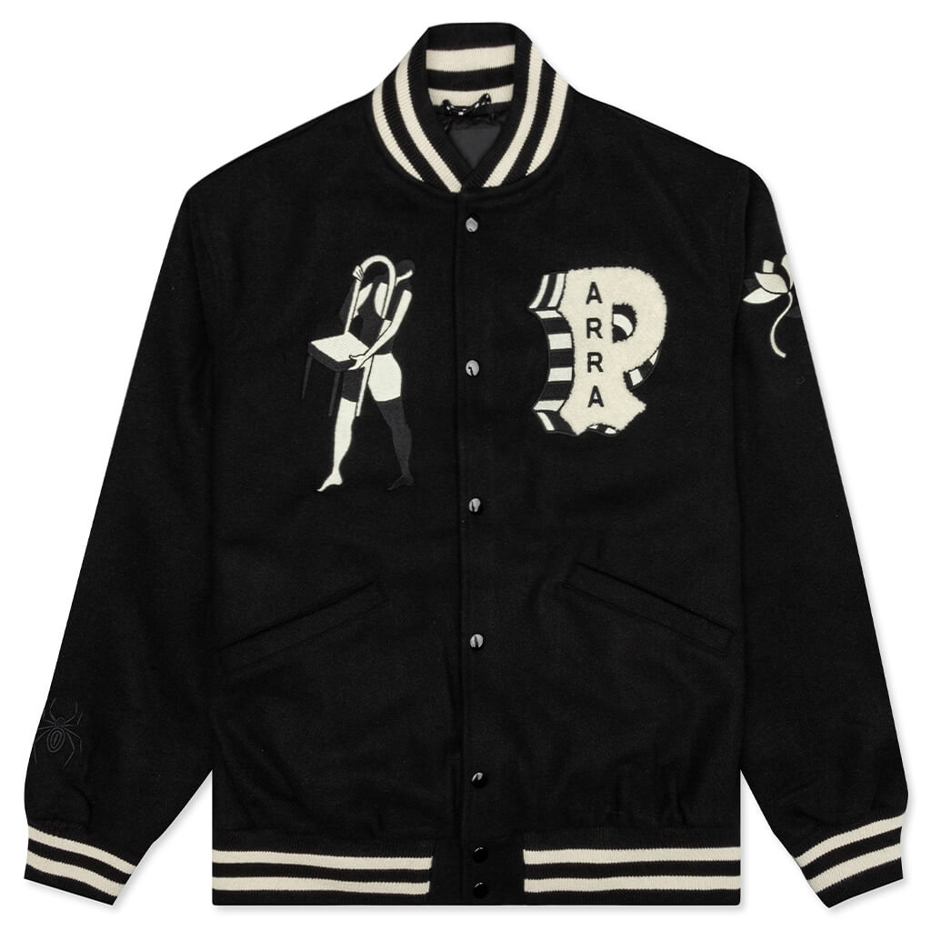 Cloudy Star Varsity Jacket - Black