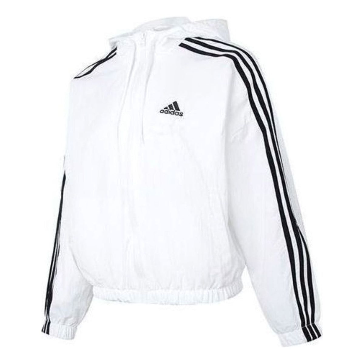 (WMNS) adidas Essentials 3-Stripes Woven Windbreaker Jacket Asia Sizing 'White Black' IC0560