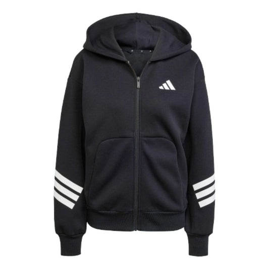 (WMNS) adidas Future Icons 3-Stripes Full-Zip Hoodie Asia Sizing 'Black White' JE0171
