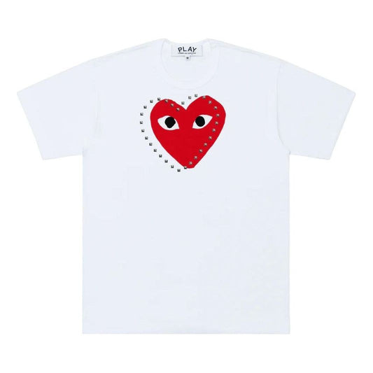 COMME des GARCONS PLAY SS25 Heart Stud T-Shirt 'White' AX-T803-051-1