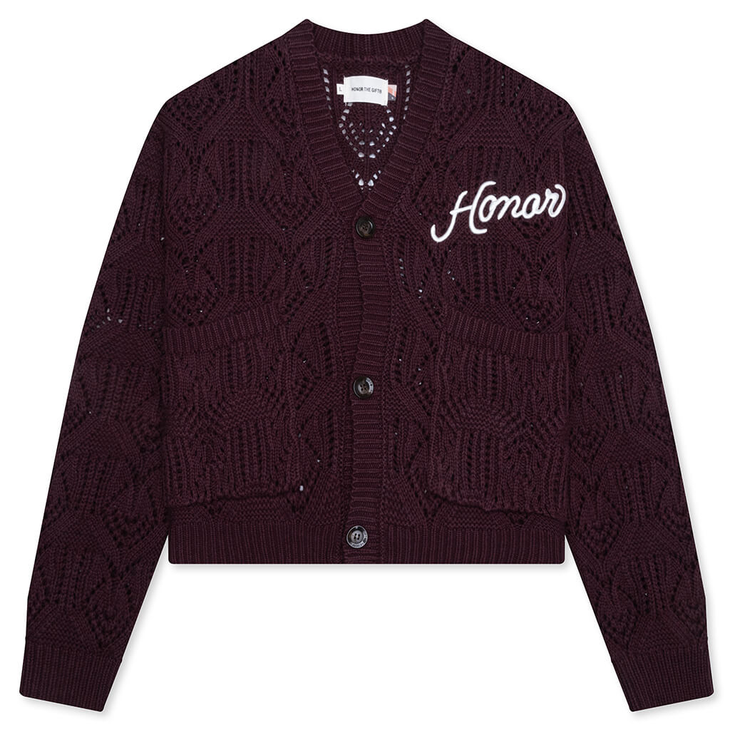 Cable Cardigan - Berry
