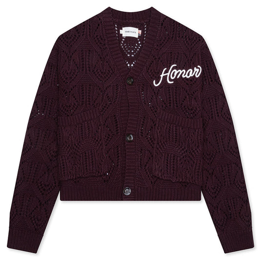 Cable Cardigan - Berry