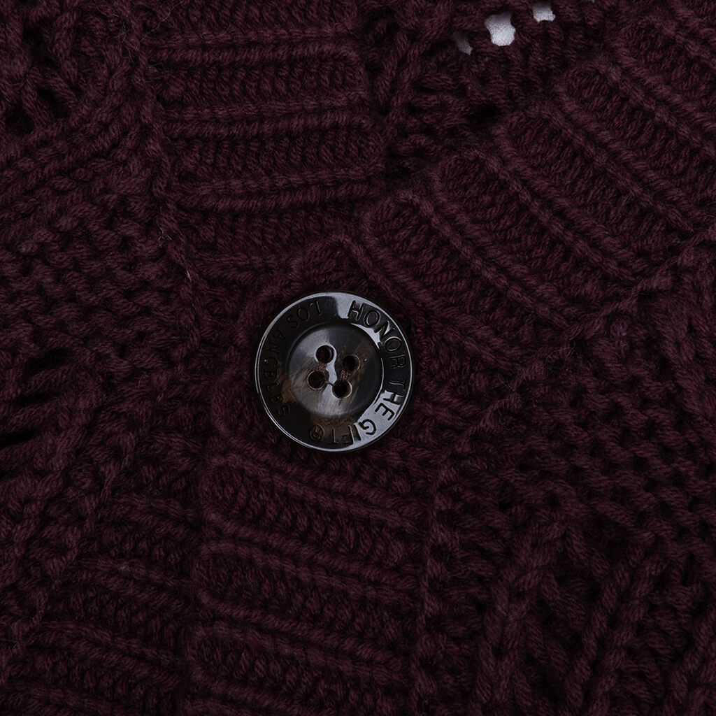 Cable Cardigan - Berry