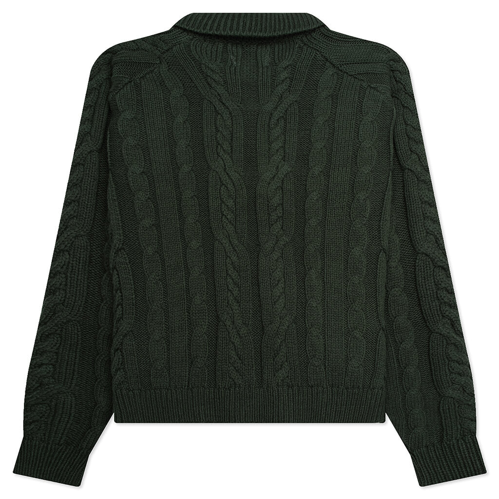 Cable Zip Henley - Green