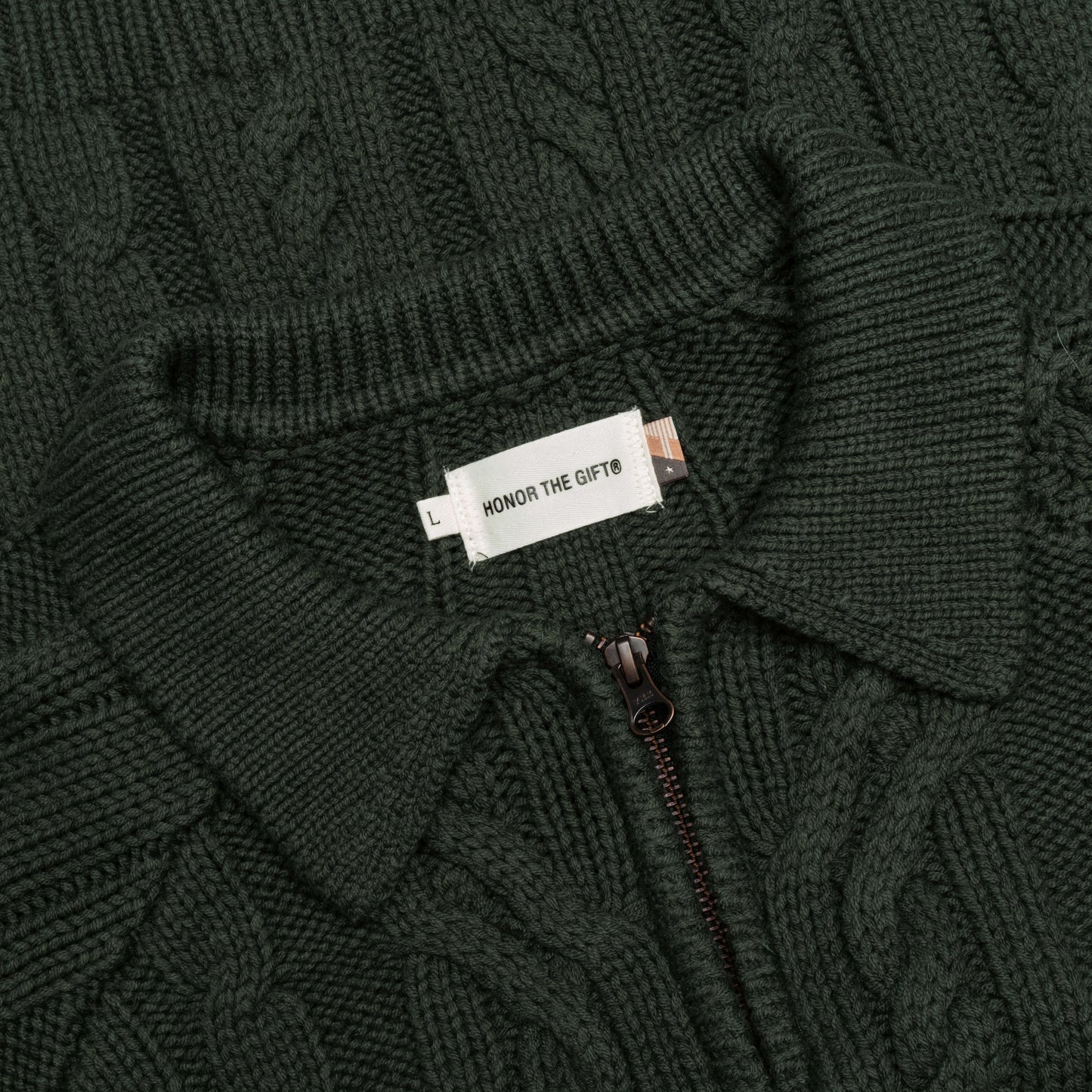 Cable Zip Henley - Green