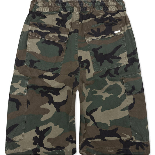 Camo Pleated Cargo Shorts - Camo