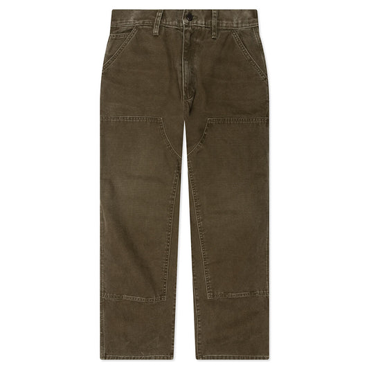Canvas Double Knee Work Pant - Washed Moss Green