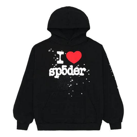 Sp5der I Heart SP5 Hoodie 'Black' SP5-LOVEBLK-HD
