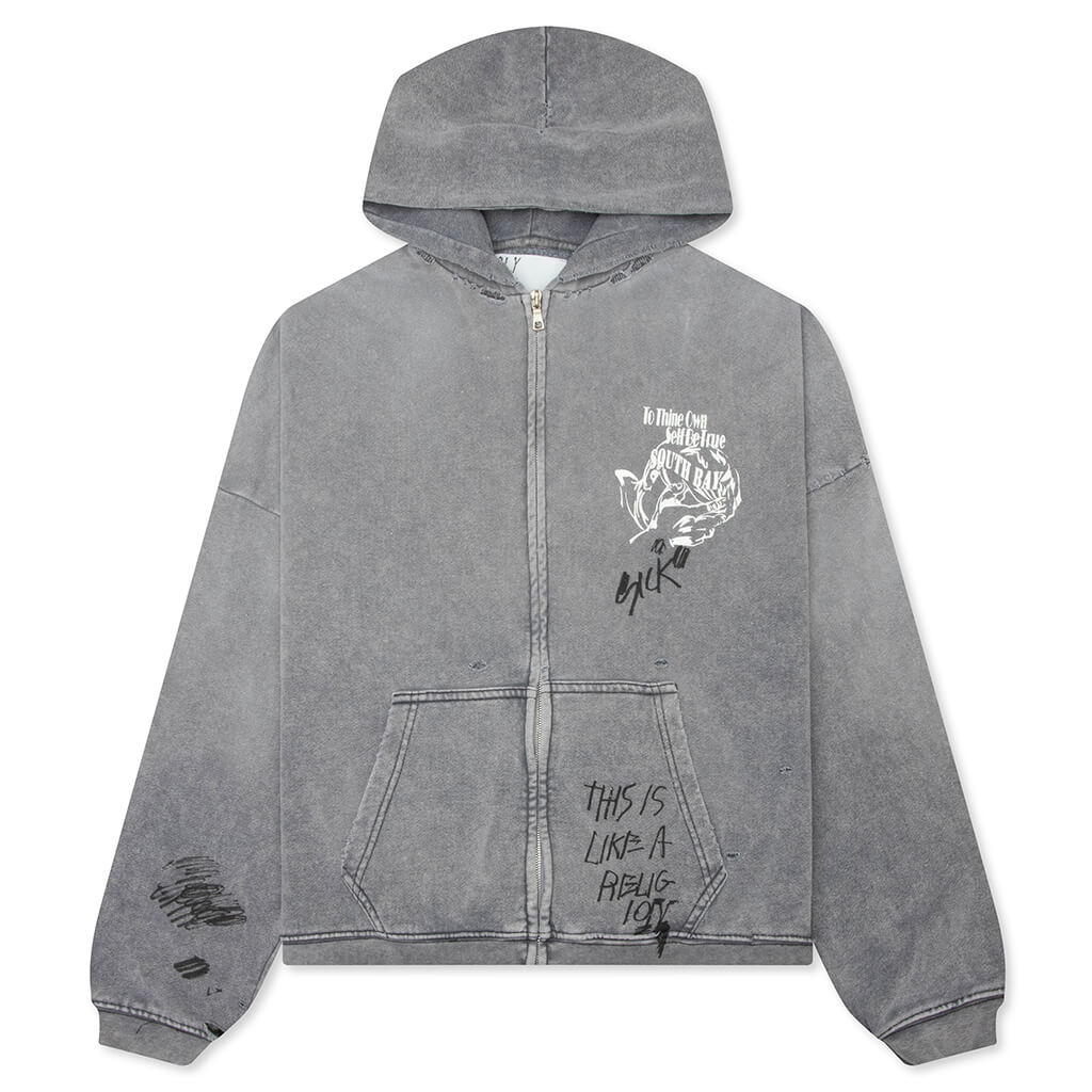 Carrying The Message Zip Hoodie - Gray