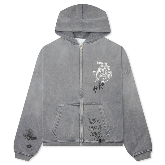 Carrying The Message Zip Hoodie - Gray
