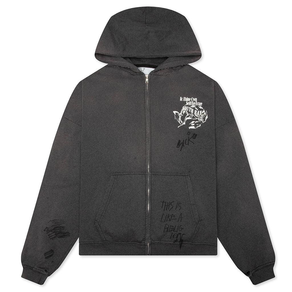Carrying The Message Zip Hoodie - Vintage Black