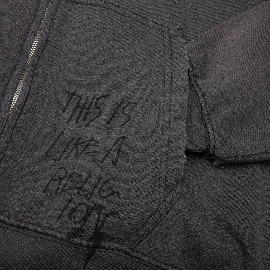 Carrying The Message Zip Hoodie - Vintage Black