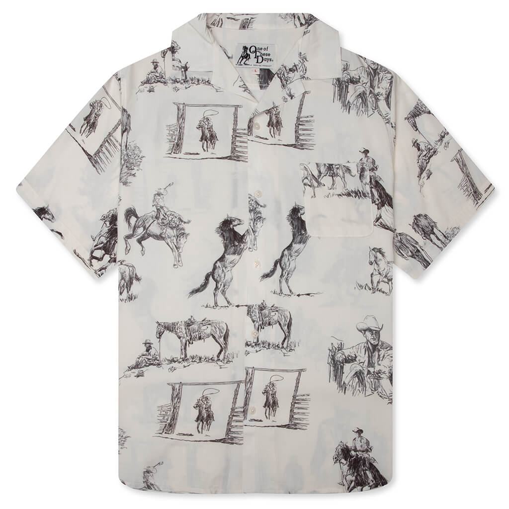 Charcoal Montage Camp Shirt - Bone